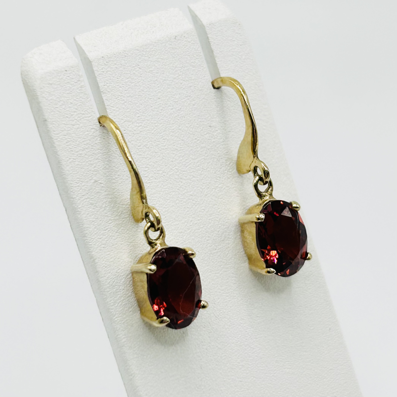 Garnet & Diamond Earrings in 9ct Gold | QP Jewellers
