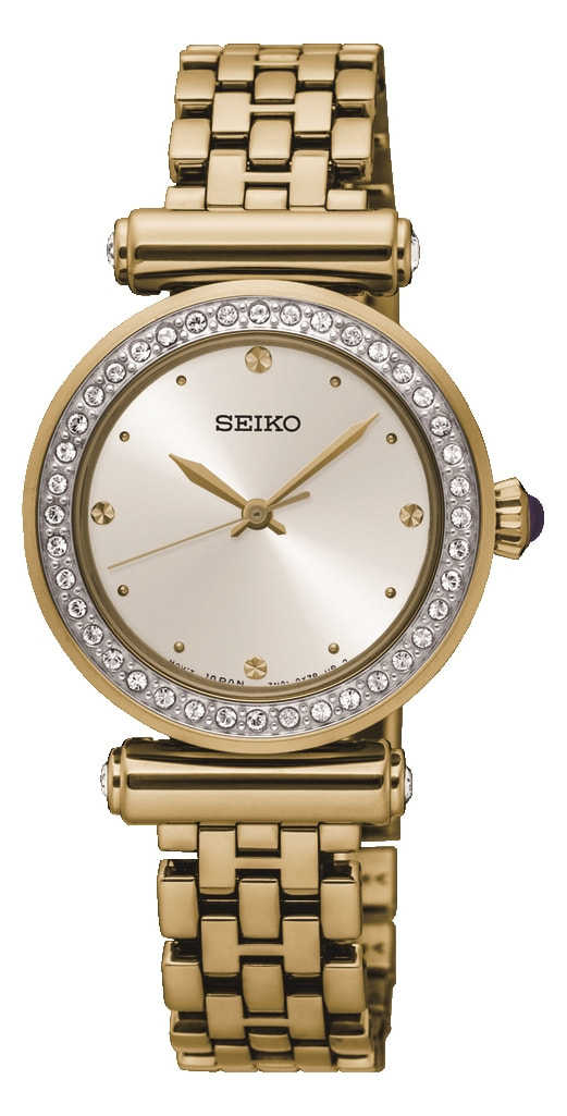 Seiko Ladies Quartz Gold Plated Stone Set Bracelet Watch